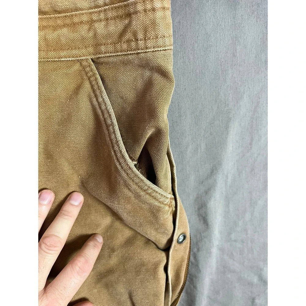 Carhartt Coveralls Mens 40 Short X01 Brown Quilt Lined Duck Canvas Distressed